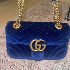 Gucci Blue Velvet Marmont Bag